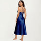 Strapless Midi Slip Dress with Floral Appliqu¨¦ Halter Detail and Sleek Smooth Silhouette