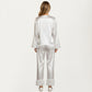 Long Sleeve Pajama Set with Soft Button Front Top and Ruffled Cuff Trim Straight-Leg Pants