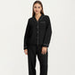 Long Sleeve Pajama Set with Soft Notched Collar Button Front Top and Relaxed Straight-Leg Pants