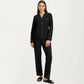 Long Sleeve Pajama Set with Soft Notched Collar Button Front Top and Relaxed Straight-Leg Pants