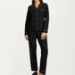 Long Sleeve Pajama Set with Soft Notched Collar Button Front Top and Relaxed Straight-Leg Pants