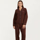 Long Sleeve Pajama Set with Soft Notched Collar Button Front Top and Relaxed Straight-Leg Pants