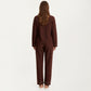 Long Sleeve Pajama Set with Soft Notched Collar Button Front Top and Relaxed Straight-Leg Pants