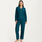 Long Sleeve Pajama Set with Soft Notched Collar Button Front Top and Relaxed Straight-Leg Pants