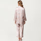 3-Piece Set Satin Baroque Print Pajama Cami with Matching Robe and Relaxed Straight-Leg Pants