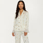 2-Piece Set Satin Pajama Top with Piping Detail and Ruffled Cuffs Paired with Matching Pants