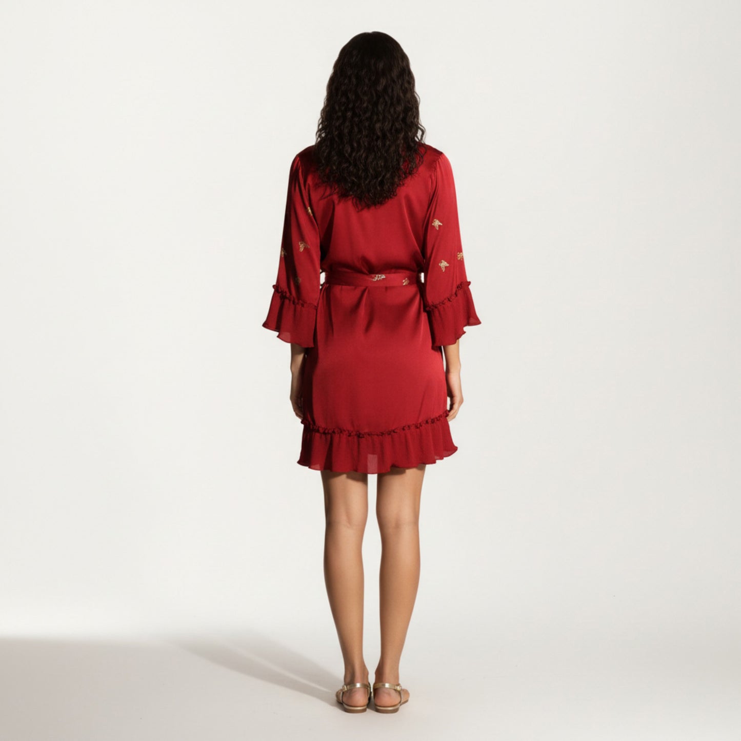 Satin Bow Print Slip Dress with Spaghetti Straps and Soft Draped Neckline for a Smooth Elegant Look
