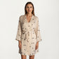2-Piece Set Satin Polka Dot Slip Dress with Spaghetti Straps and Matching Tie Waist Robe Layer