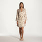 2-Piece Set Satin Polka Dot Slip Dress with Spaghetti Straps and Matching Tie Waist Robe Layer