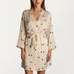 2-Piece Set Satin Polka Dot Slip Dress with Spaghetti Straps and Matching Tie Waist Robe Layer