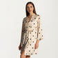 2-Piece Set Satin Polka Dot Slip Dress with Spaghetti Straps and Matching Tie Waist Robe Layer