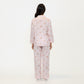 2-Piece Set Heart Print Button Front Pajama Top with Relaxed Long Sleeves and Matching Elastic Waist Pants