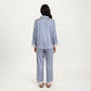 2-Piece Set Satin Button Front Pajama Top with Lace Trim Sleeves and Matching Elastic Waist Pants