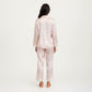 2-Piece Set Leopard Print Button Front Pajama Top with Lace Trim Sleeves and Matching Relaxed Fit Pants