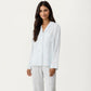 2-Piece Set Printed Button Front Pajama Top with Relaxed Long Sleeves and Matching Elastic Waist Pants