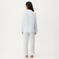 2-Piece Set Printed Button Front Pajama Top with Relaxed Long Sleeves and Matching Elastic Waist Pants