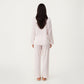 2-Piece Set Printed Button Front Pajama Top with Relaxed Long Sleeves and Matching Elastic Waist Pants