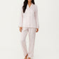 2-Piece Set Printed Button Front Pajama Top with Relaxed Long Sleeves and Matching Elastic Waist Pants