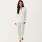 2-Piece Set Printed Button Front Pajama Top with Relaxed Long Sleeves and Matching Elastic Waist Pants