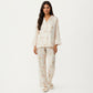 2-Piece Set Floral Print Button Front Pajama Top with Wide Cuff Sleeves and Matching Relaxed Fit Pants