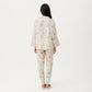 2-Piece Set Floral Print Button Front Pajama Top with Wide Cuff Sleeves and Matching Relaxed Fit Pants