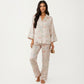 2-Piece Set Floral Print Button Front Pajama Top with Wide Cuff Sleeves and Matching Relaxed Fit Pants