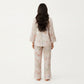 2-Piece Set Floral Print Button Front Pajama Top with Wide Cuff Sleeves and Matching Relaxed Fit Pants