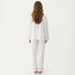 2-Piece Set Printed Button Front Pajama Top with Contrast Piping and Matching Relaxed Fit Lounge Pants