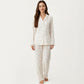 2-Piece Set Floral Print Pajama Top with Button Front and Trim Details Paired with Matching Pants