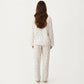 2-Piece Set Floral Print Pajama Top with Button Front and Trim Details Paired with Matching Pants