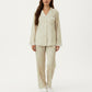 2-Piece Set Floral Print Pajama Top with Button Front and Trim Details Paired with Matching Pants