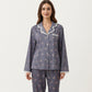 2-Piece Set Floral Print Pajama Top with Button Front and Trim Details Paired with Matching Pants
