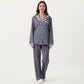 2-Piece Set Floral Print Pajama Top with Button Front and Trim Details Paired with Matching Pants