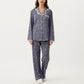 2-Piece Set Floral Print Pajama Top with Button Front and Trim Details Paired with Matching Pants