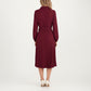 Pleated Midi Dress with Button-Down Front, Long Sleeves, and Waist Tie for a Feminine and Flattering Silhouette