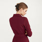 Pleated Midi Dress with Button-Down Front, Long Sleeves, and Waist Tie for a Feminine and Flattering Silhouette