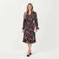 Floral Print Smocked Waist Dress with Long Sleeves, V-Neckline, and Ruffled Hem for a Feminine and Flattering Fit