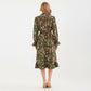 Floral Print Smocked Waist Dress with Long Sleeves, V-Neckline, and Ruffled Hem for a Feminine and Flattering Fit
