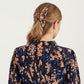 Floral Print Smocked Waist Dress with Long Sleeves, V-Neckline, and Ruffled Hem for a Feminine and Flattering Fit