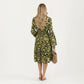 Floral V-Neck Dress with Bell Sleeves and Tiered Skirt for a Flattering Fit and Elegant Style