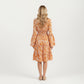 Floral V-Neck Dress with Bell Sleeves and Tiered Skirt for a Flattering Fit and Elegant Style