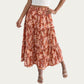 Floral Print Tiered Skirt with Ruffled Detailing for Flattering Fit and Feminine Elegance