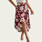 Floral Print High-Low Skirt with Elegant Asymmetrical Hem and Flattering Fit
