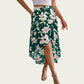 Floral Print High-Low Skirt with Elegant Asymmetrical Hem and Flattering Fit