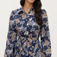 Paisley Print Pleated Shirt Dress with Tie Waist and Long Sleeves for a Flattering Fit