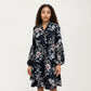 Floral Print Shirt Dress with Tie Waist and Long Sleeves