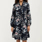 Floral Print Shirt Dress with Tie Waist and Long Sleeves