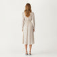 Polka Dot Long Sleeve Dress with Bow Tie Neckline