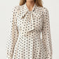 Polka Dot Long Sleeve Dress with Bow Tie Neckline