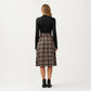 Long Sleeve Turtleneck Plaid Dress with Waist Tie